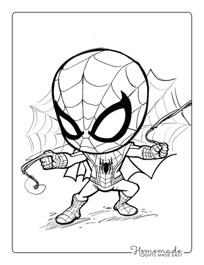 Spiderman Coloring Pages Chibi Spiderman Shooting Webs