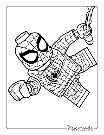 Spiderman Coloring Pages Lego Spiderman Hanging From Web