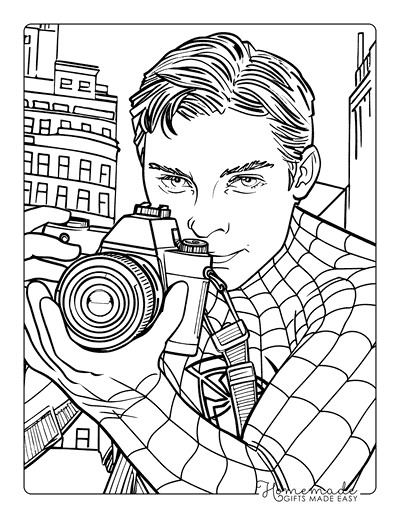 Spiderman Coloring Pages Peter Parker Photographing