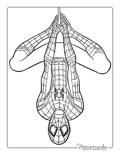 Spiderman Coloring Pages Spiderman Hanging Upside Down