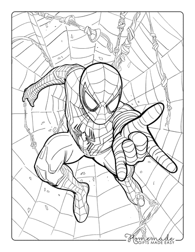 Spiderman Coloring Pages Spiderman Jumping Toward Viewer