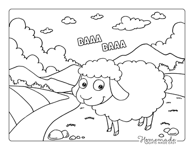 Spring Coloring Pages Cute Sheep