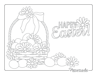Spring Coloring Pages Flowers Basket Eggs