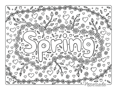 Spring Coloring Pages Flowers New Growth Branches Sign