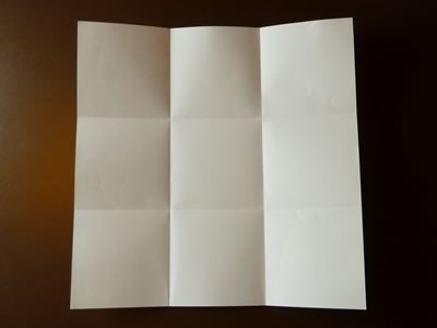 origami envelope folded in thirds both ways