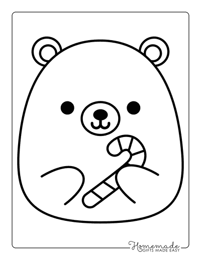 Squishmallow Coloring Pages Cute Christmas Squishmallows Bear Squishmallow With Candy Cane