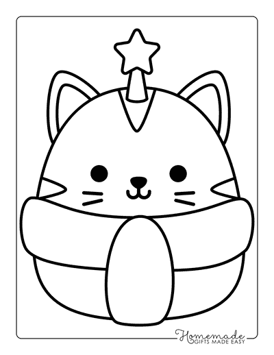 Squishmallow Coloring Pages Cute Christmas Squishmallows Cat Squishmallow
