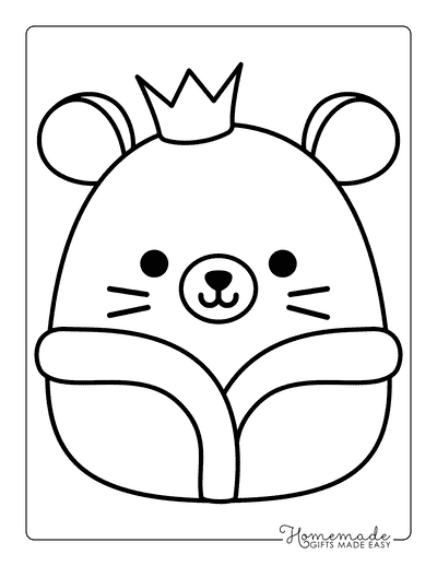 Squishmallow Coloring Pages Cute Christmas Squishmallows Mouse Squishmallow With Crown