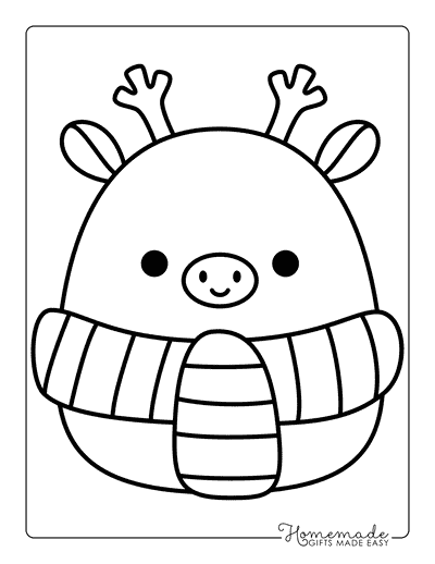 Squishmallow Coloring Pages Cute Christmas Squishmallows Reindeer Squishmallow
