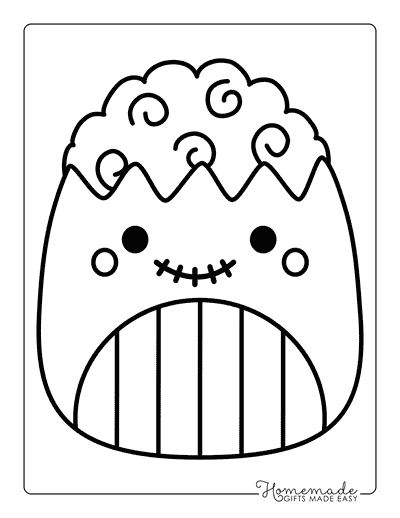 Squishmallow Coloring Pages Halloween Squishmallows Zombie Squishmallow With Brain