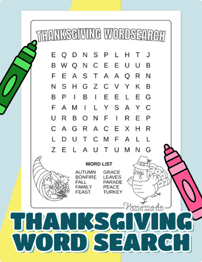 Thanksgiving Word Search
