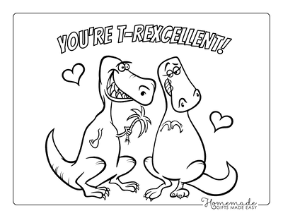 Valentines Day Coloring Pages Cartoon Dinosaurs Cute Valentine