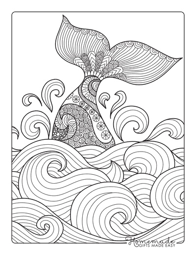 Whale Coloring Pages Simple Whale Tail Zentangle for Adults