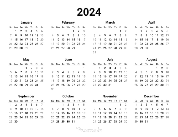 Free Yearly Calendar Printables for 2024, 2025, 2026 and beyond!