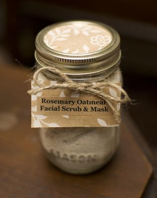 Rosemary Oatmeal Facial Scrub Mask In A Mason Jar