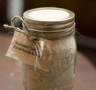 Rosemary Oatmeal Facial Scrub & Mask in a Mason Jar